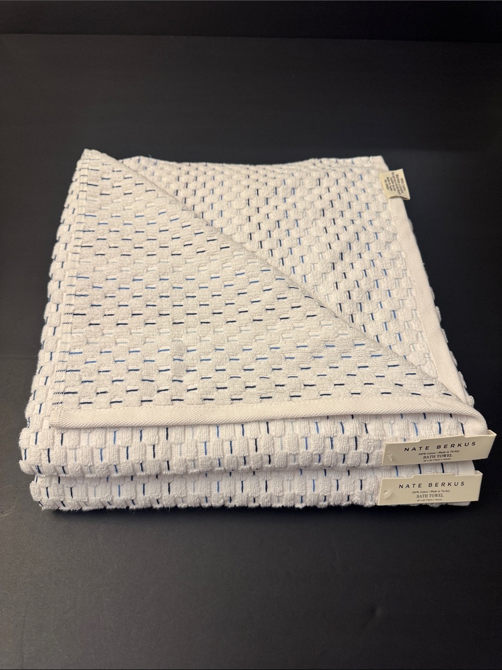 6pc NATE BERKUS 100% Cotton Plaid Bath Towel Set - Made in Turkey - Picture 4 of 12